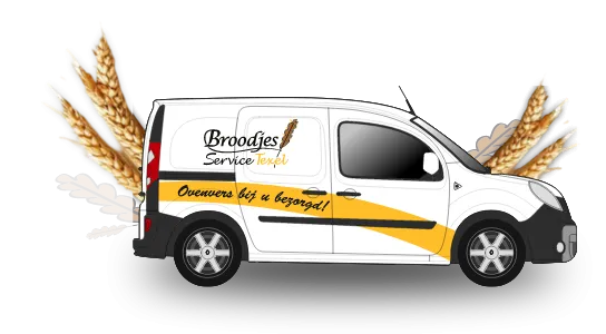 Een illustratie van een bestelbus van Broodjes Service Texel